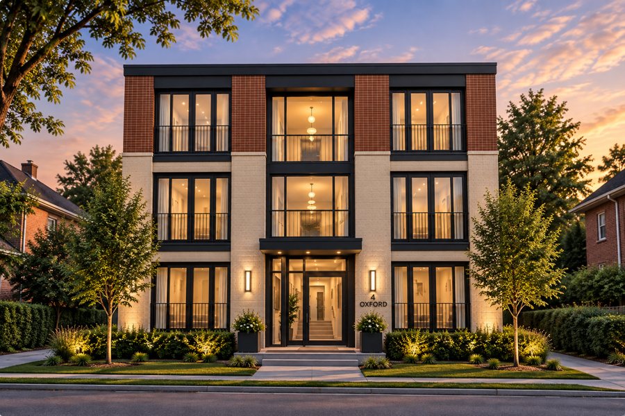 Rendering of 4 Oxford, an eight-unit boutique building in Hintonburg